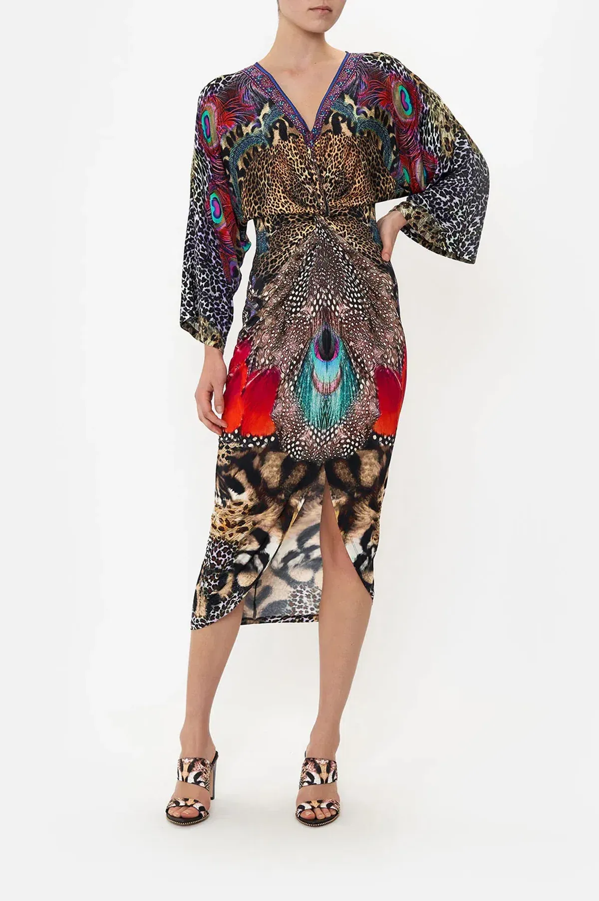 Camilla Xanadu Rising Long Split Front Twist Midi Dress Print Size XXXL / AU 20 - Image 1
