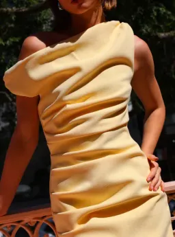 By Nicola Vivian Crepe Maxi Dress Lemon Size 10 for rent on The Volte - image 4