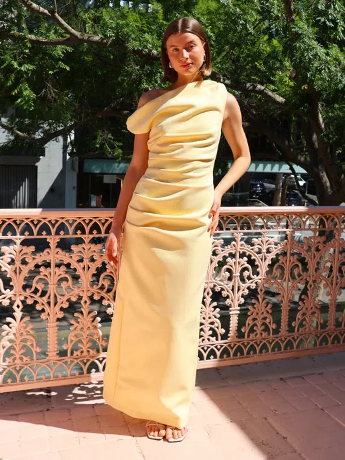 By Nicola Vivian Crepe Maxi Dress Lemon Size 10 - Image 1