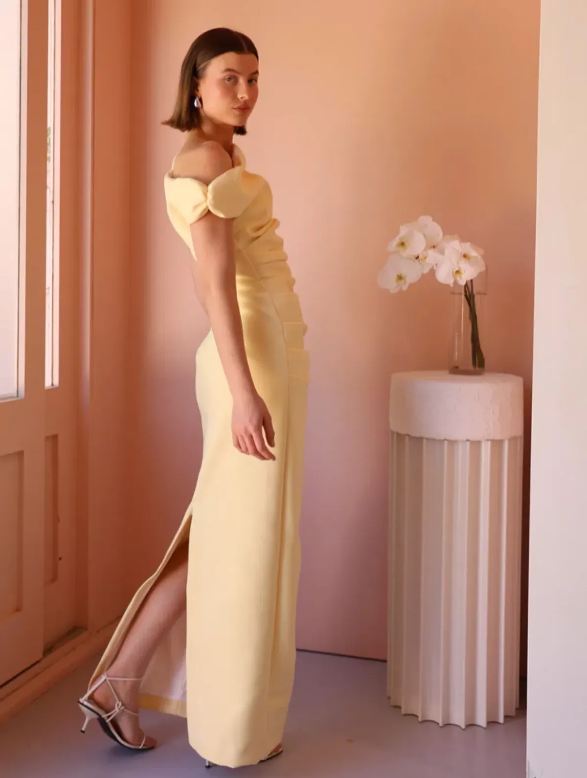 By Nicola Vivian Crepe Maxi Dress Lemon Size 10 - Image 5