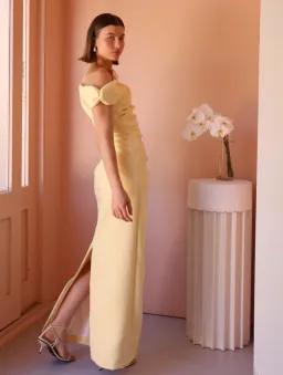 By Nicola Vivian Crepe Maxi Dress Lemon Size 10 for rent on The Volte - image 5
