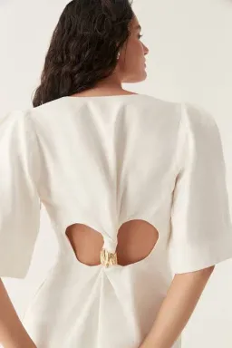 Aje Hunter Twisted Mini Dress Ivory Size 8 for rent on The Volte - image 4