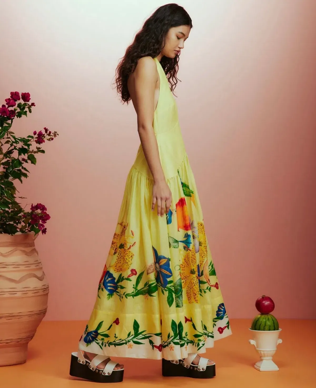 Alemais Dahlia Halter Gown Yellow Size AU 8 - Image 2