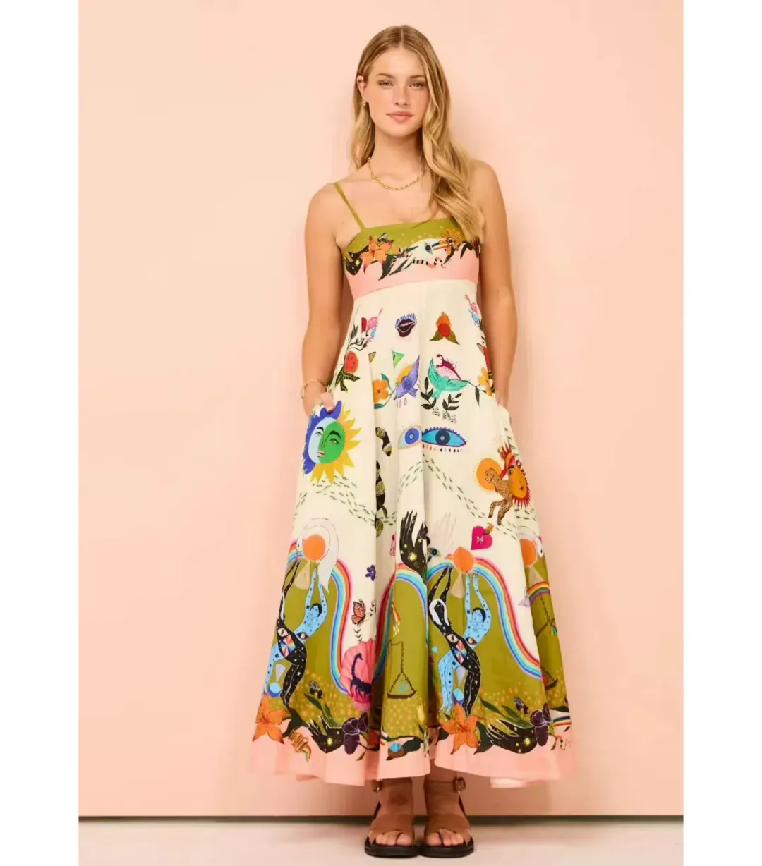Alemais Evergreen Sundress Print Size AU 6 for rent on The Volte - main image