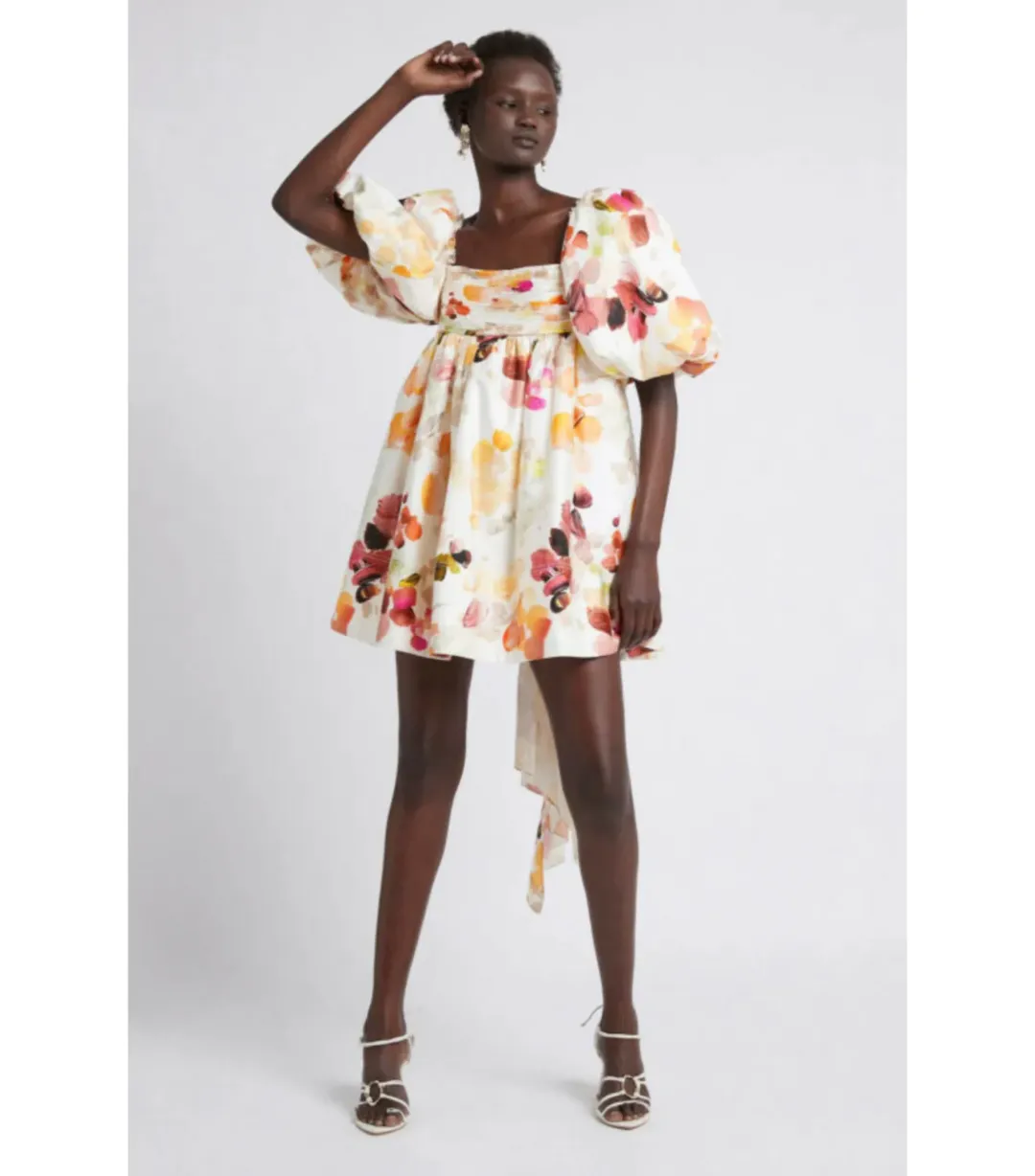 Aje Dassia Puff Sleeve Mini Dress Wallpaper Floral Size AU 8 for rent on The Volte - main image