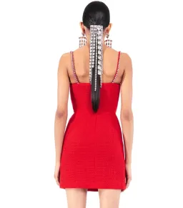 Area NYC Red Embellished Tweed Bustier Dress Red Size AU 6 for rent on The Volte - image 3