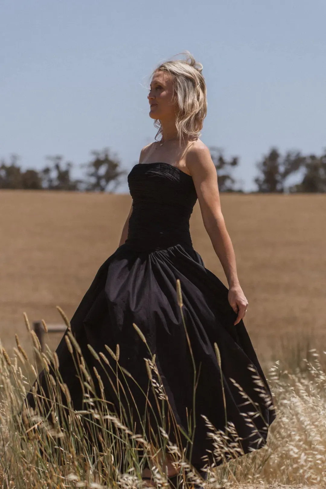 Aje Violet Bubble Hem Maxi Dress Black Size AU 10 for rent on The Volte - main image