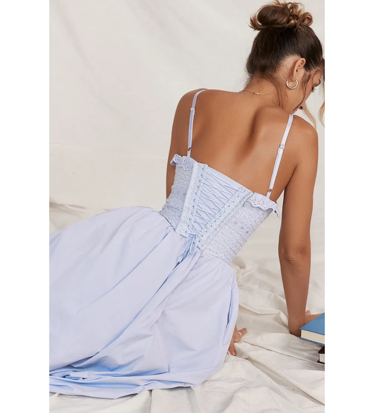 House Of CB Jaime Sundress Soft Blue Cotton Broderie Anglais Size M/Au 10 - Image 2