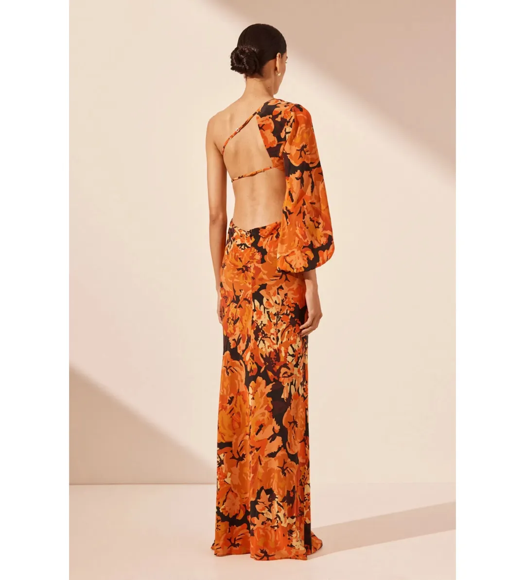 Shona Joy Santos Silk One Shoulder Open Back Maxi Dress Santos Size 8 for rent on The Volte - main image