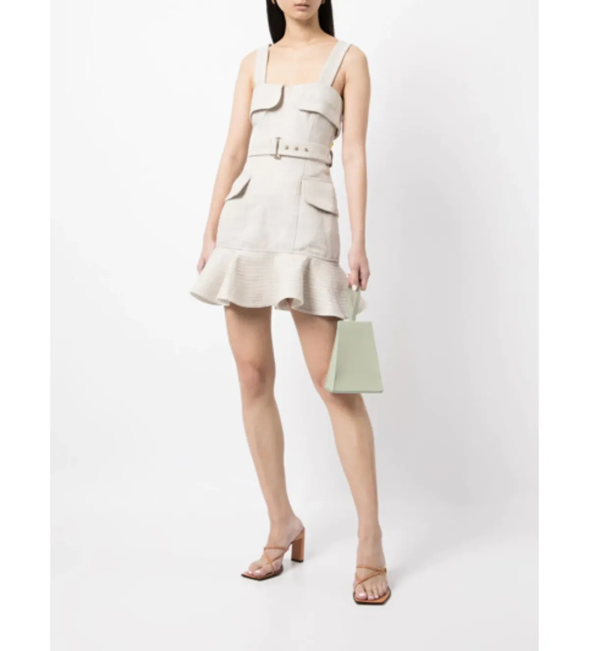 Acler Manning Biscuit Mini Dress Neutrals Size XS/Au 6 - Image 1