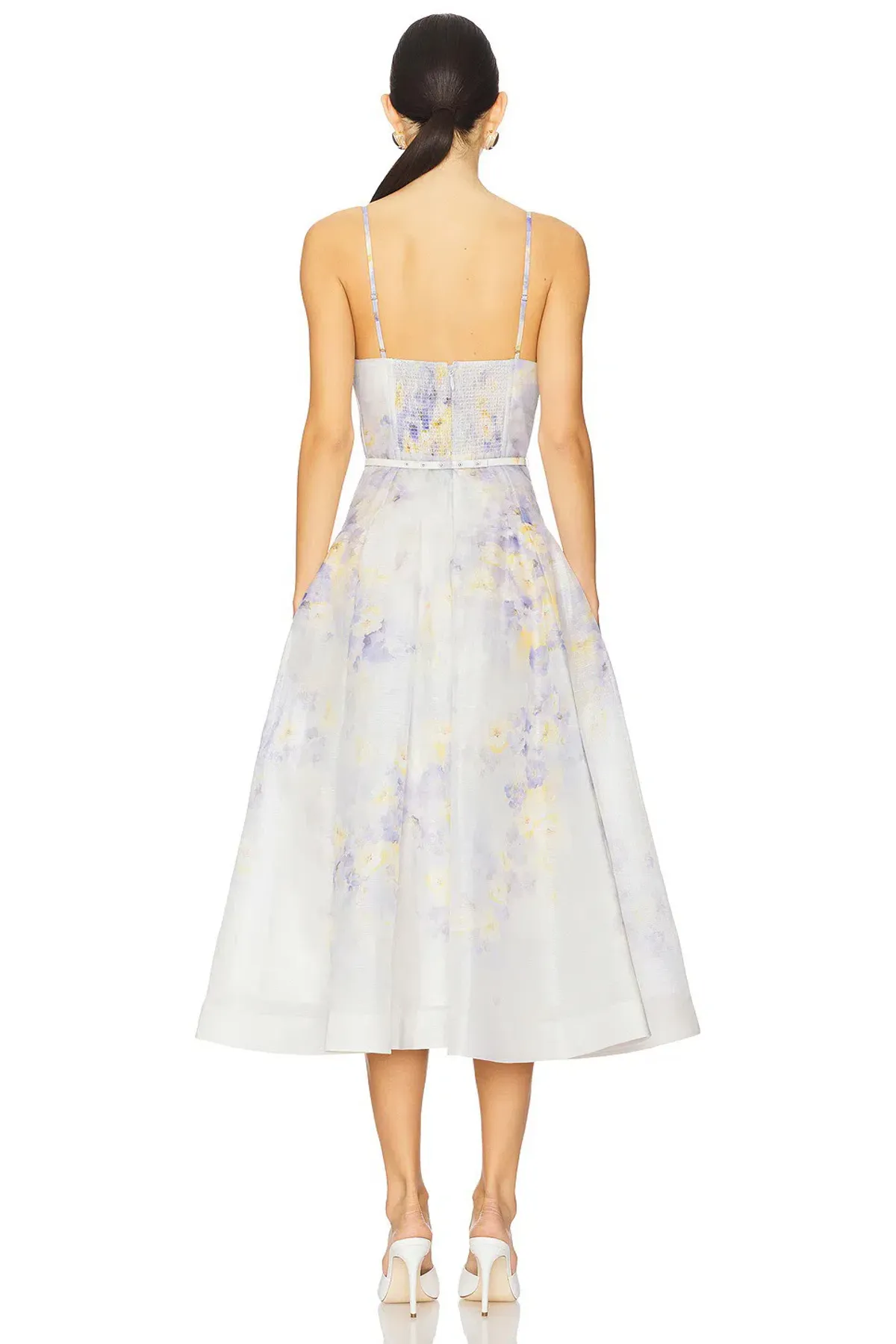Zimmermann Crush Twist Front Midi Dress Lilac Floral Size 0P / AU 6 - Image 2