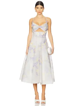 Zimmermann Crush Twist Front Midi Dress Lilac Floral Size 0P / AU 6 for rent on The Volte - image 1