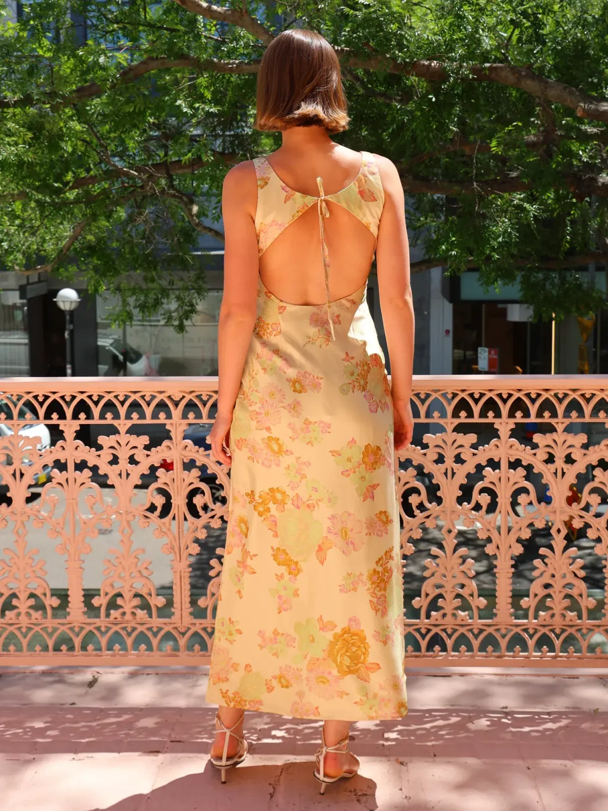 Ownley Andrea Midi Dress Citrus Floral Size 8 - Image 4