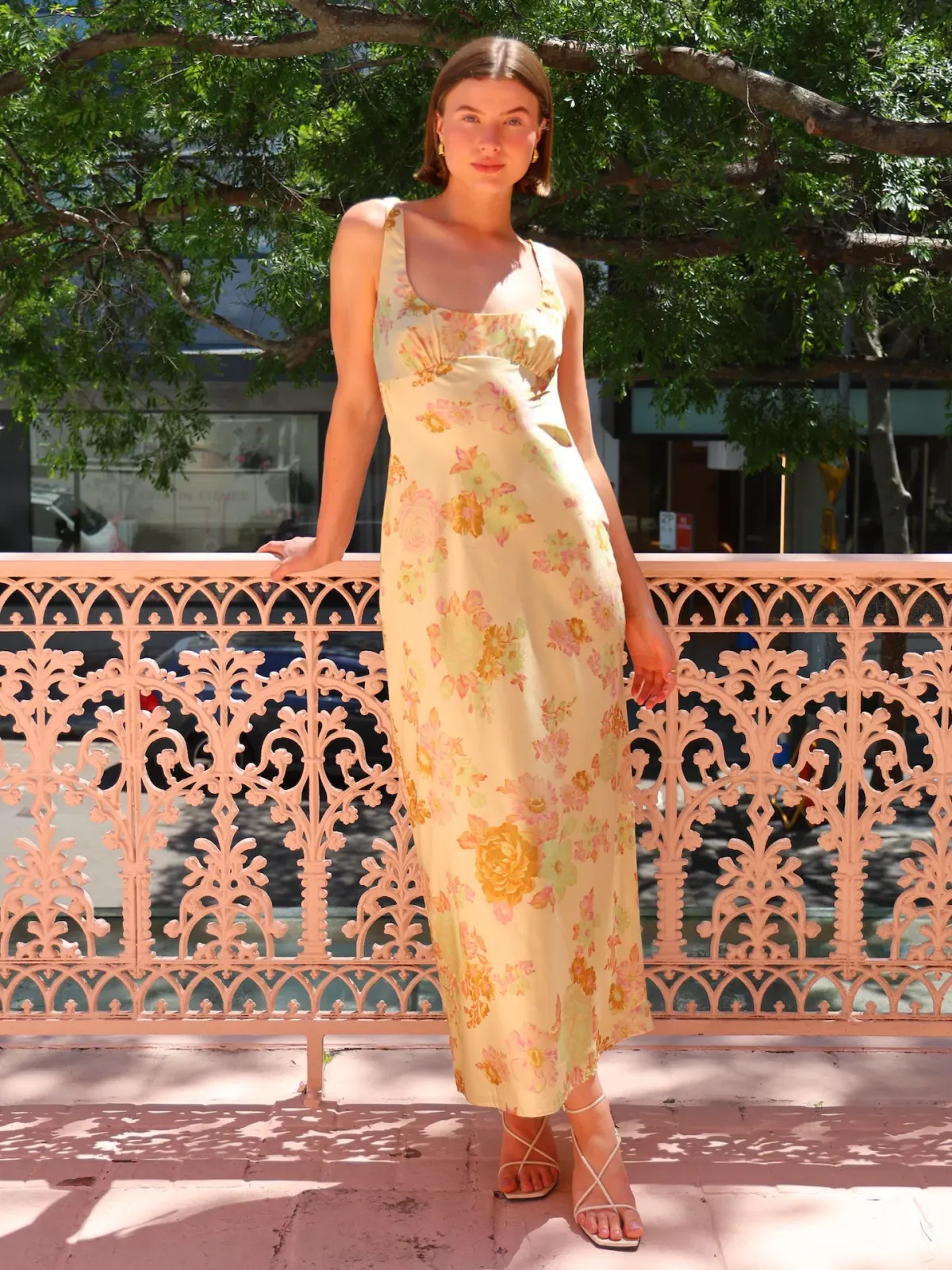 Ownley Andrea Midi Dress Citrus Floral Size 10 - Image 1