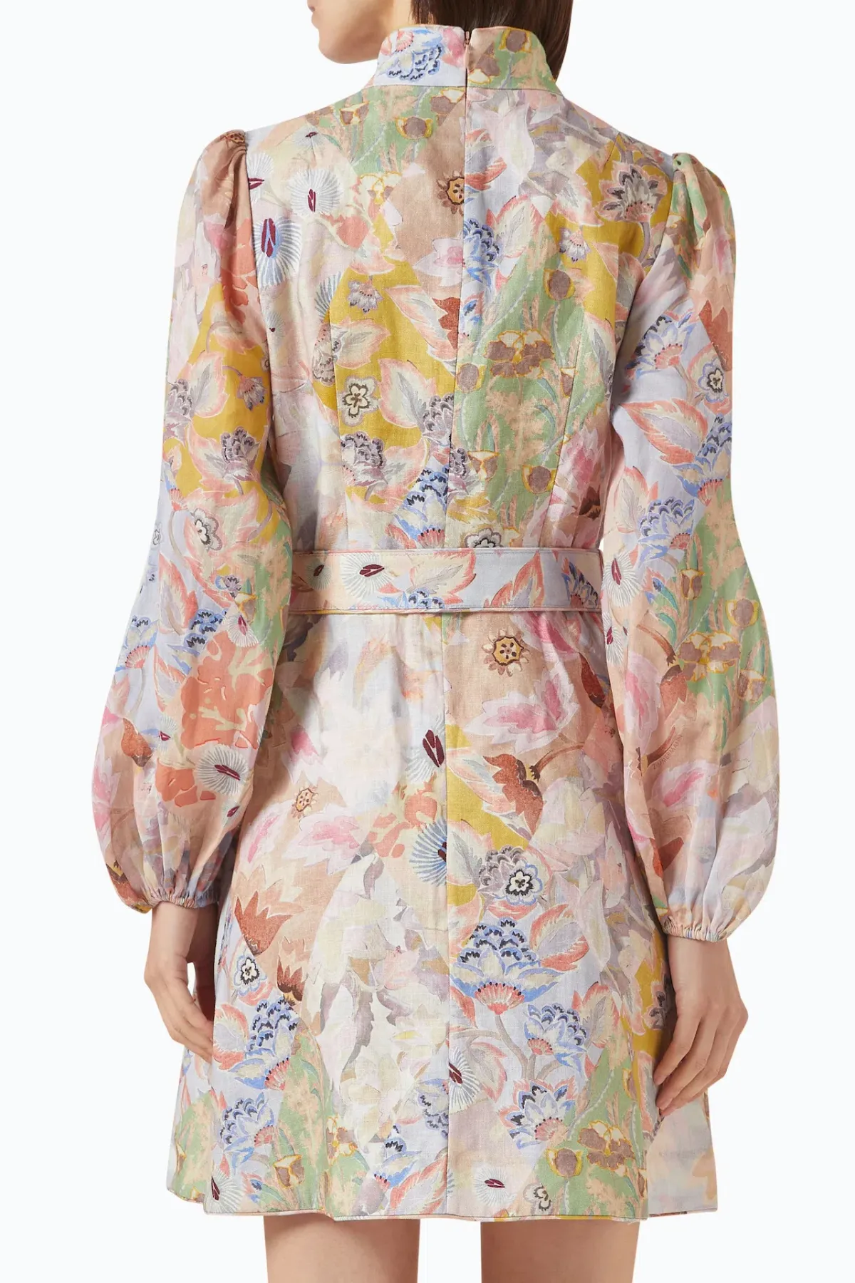 Zimmermann Illustration Belted Mini Dress Multi Floral Diamond Size 3 / AU 14 - Image 2