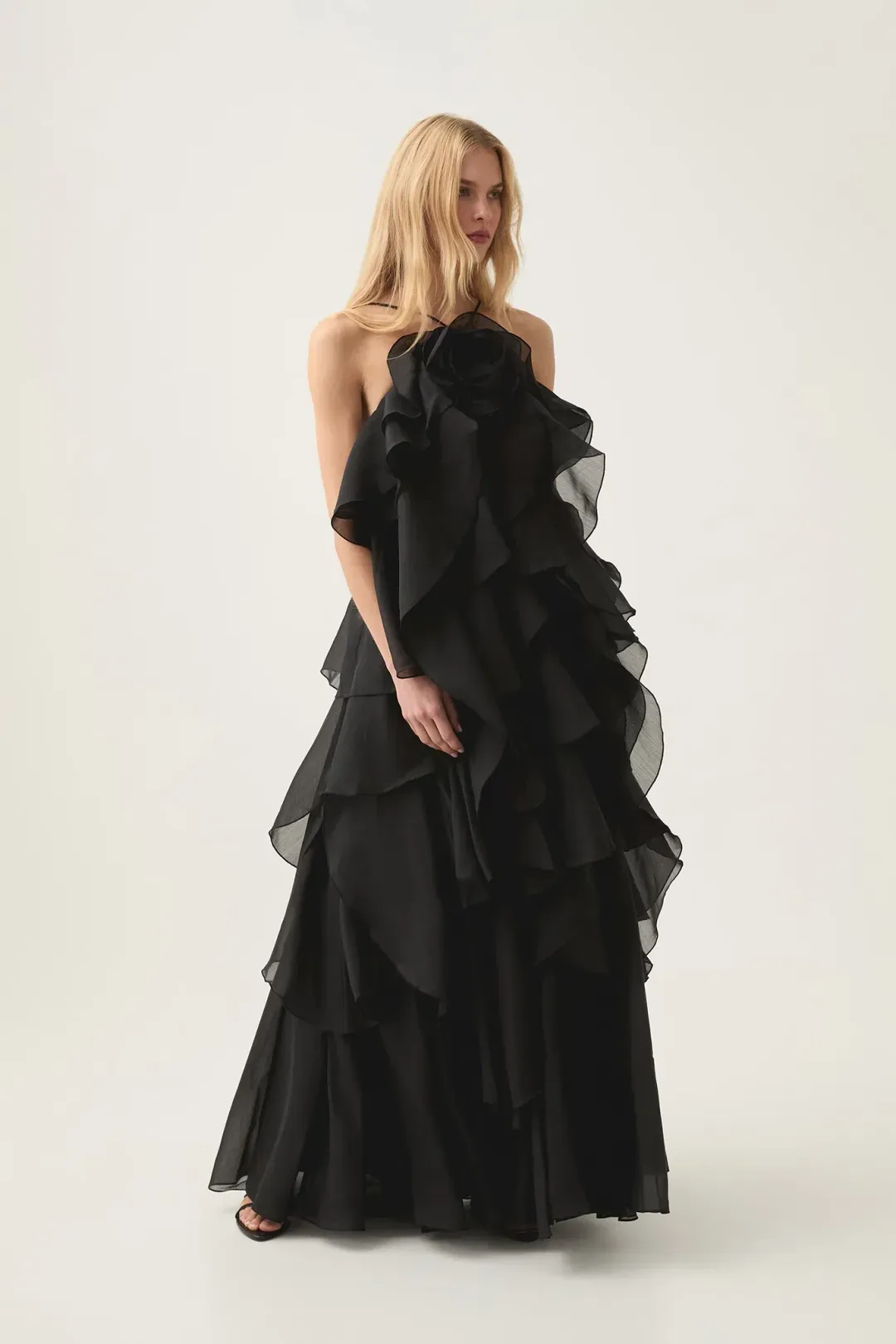 Aje Pandorea Layered Maxi Dress in Black Size 6 for rent on The Volte - main image