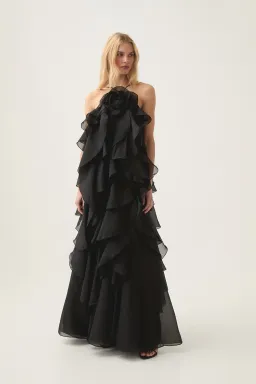 Aje Pandorea Layered Maxi Dress in Black Size 6 for rent on The Volte - image 4