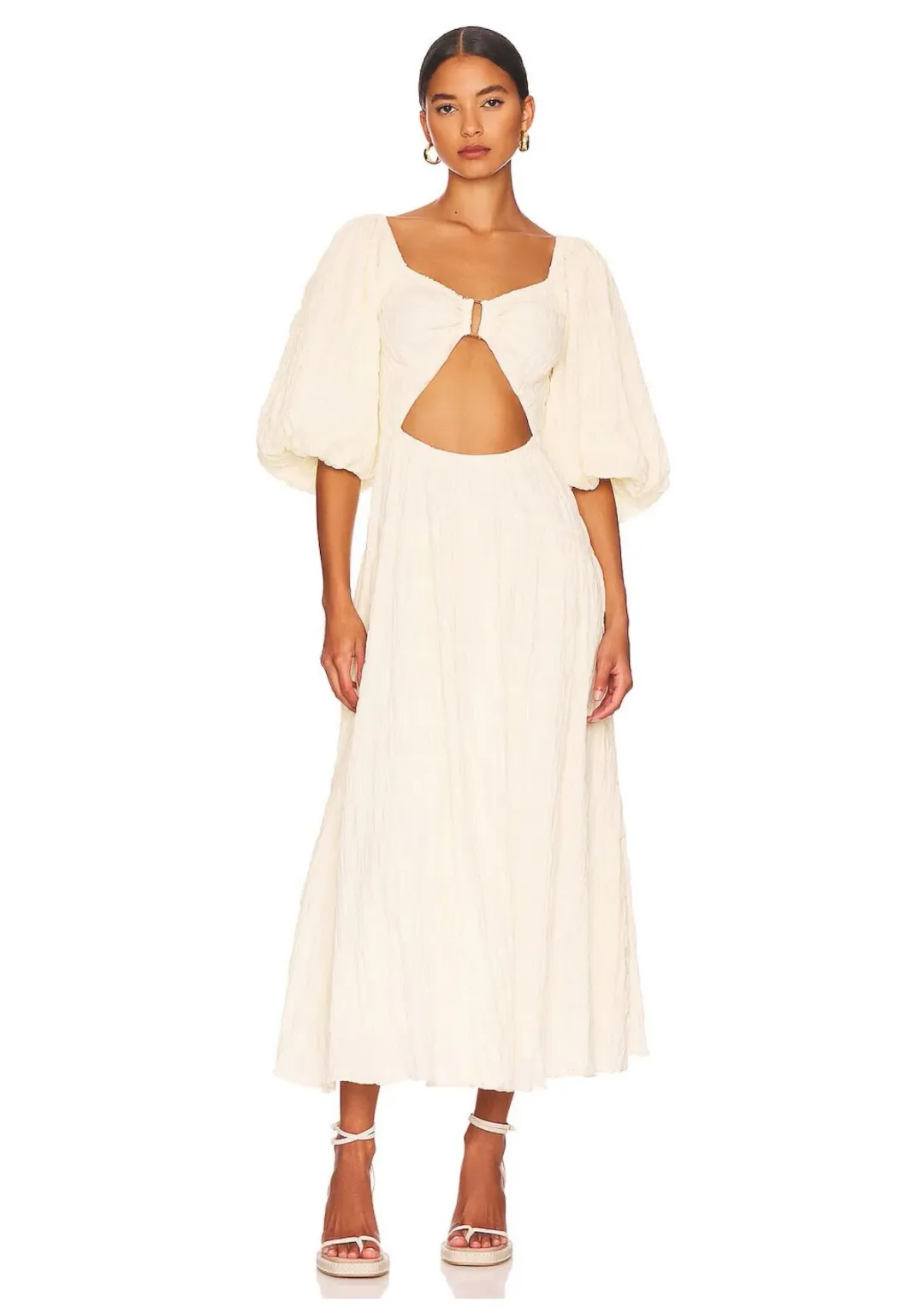 Sovere Mercy Reversible Midi Dress in French Vanilla Size for rent on The Volte - main image