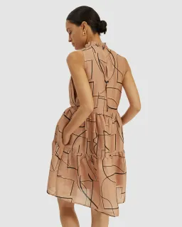 Saba Dia Linen Silk Tiered Dress Brown Size S (AU 10) for rent on The Volte - image 3