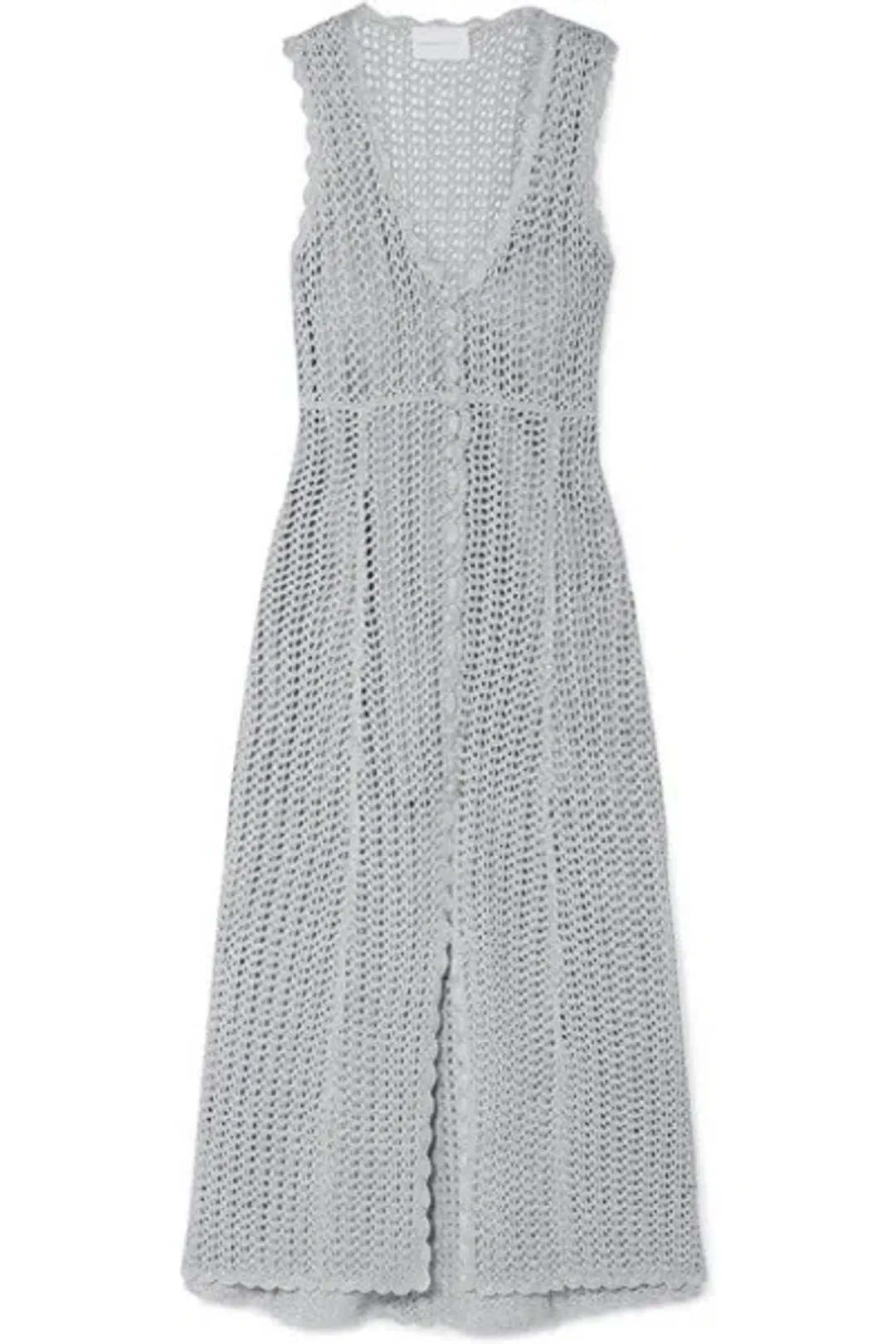 Alice McCall Magic Metallic Open Knit Midi Dress In Stone Size 10 for rent on The Volte - main image