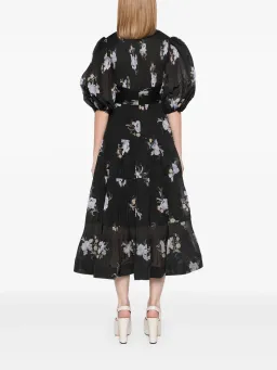 Zimmermann Pleated Midi Dress Black Iris Floral Size 3/ AU 14 for rent on The Volte - image 3