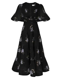 Zimmermann Pleated Midi Dress Black Iris Floral Size 3/ AU 14 for rent on The Volte - image 5