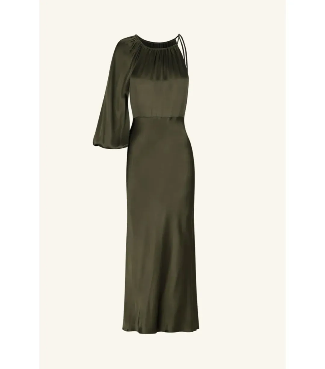 Shona Joy La Lune One Shoulder Balloon Sleeve Midi Dress in Forest Size AU 10 for rent on The Volte - main image