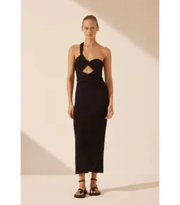 Shona Joy Yvette One Shoulder Midi Dress in Black Size AU 10 for rent on The Volte - image 1