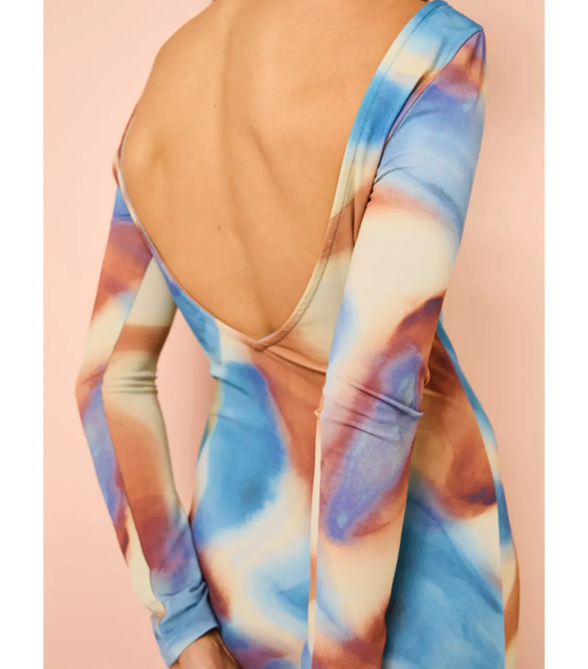 Issy Long Sleeve Maxi Dress in Blue Marble Size AU 16 - Image 2