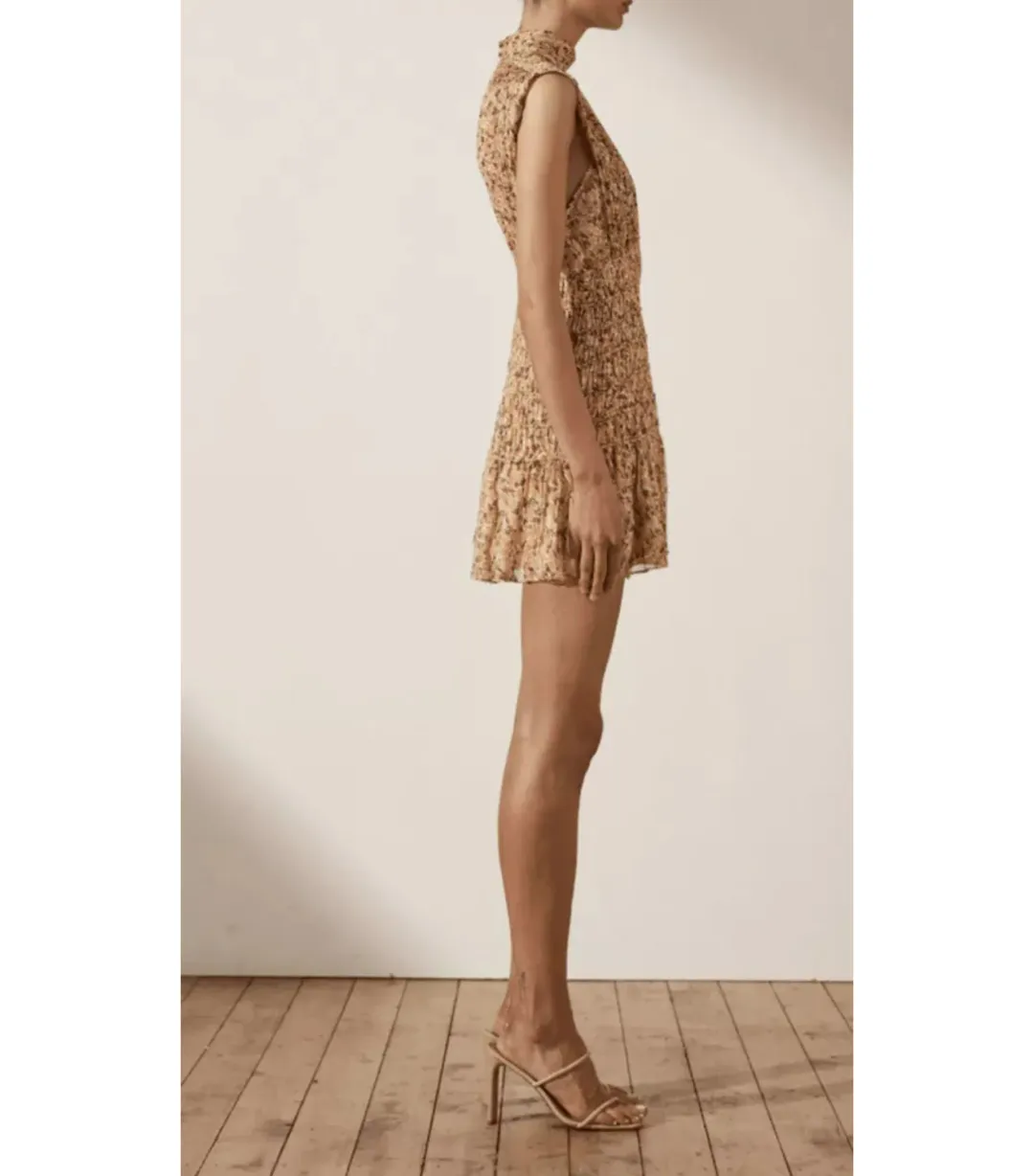 Shona Joy Colette High Neck Corded Mini Dress Print Size AU 10 for rent on The Volte - main image