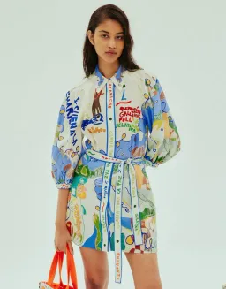 Alemais Nadia Mini Shirtdress Multi Size AU 14 for rent on The Volte - image 2