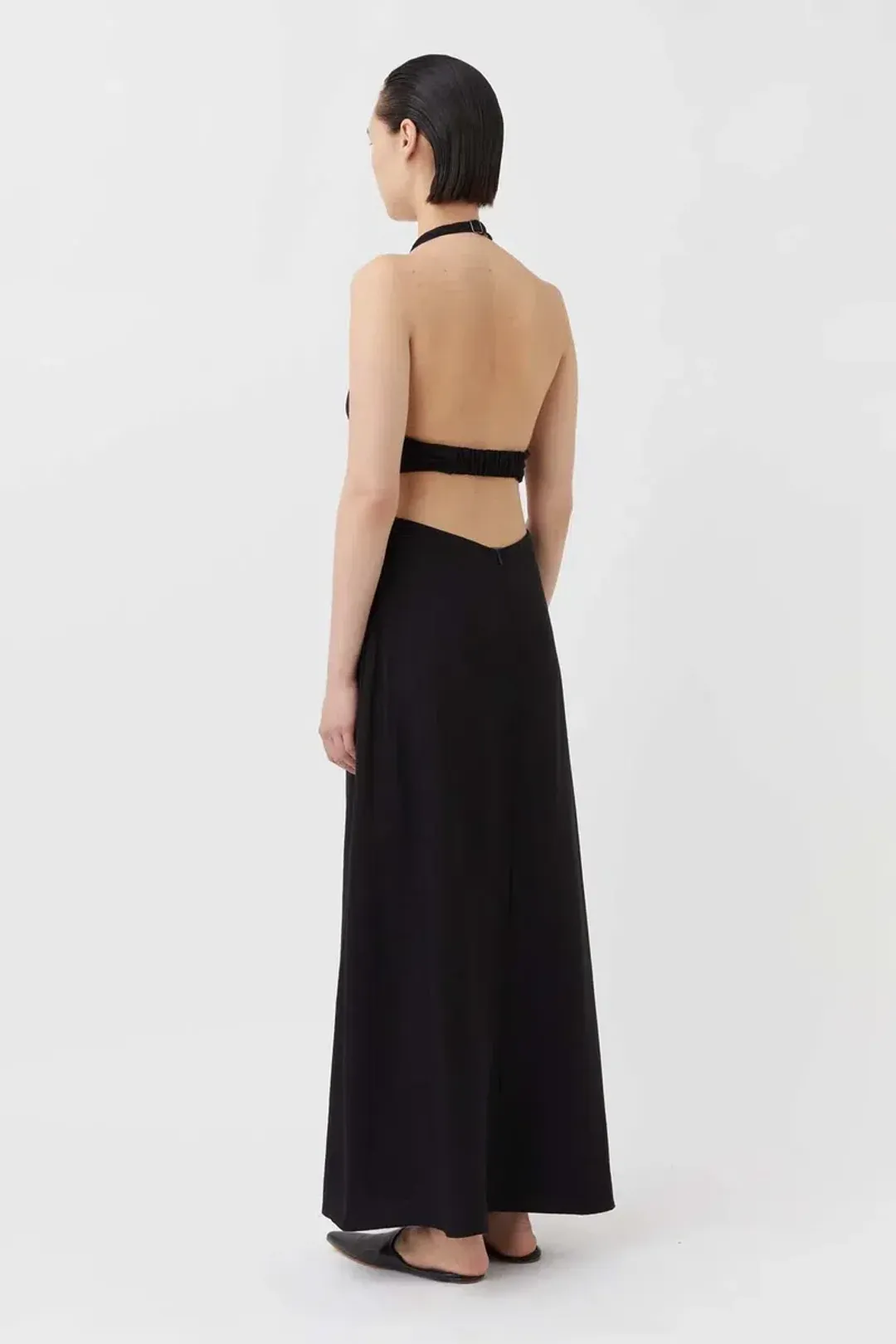 Camilla and Marc Prado Cut Out Evening Halter Maxi Dress Black Size 8 for rent on The Volte - main image