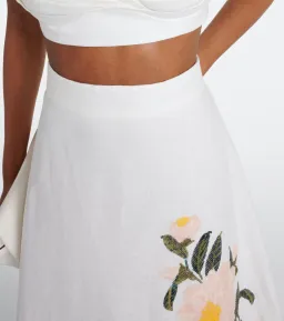 Zimmermann Natura Bralette and Flare Skirt Set Ivory Camellia Size 12/2 for rent on The Volte - image 2