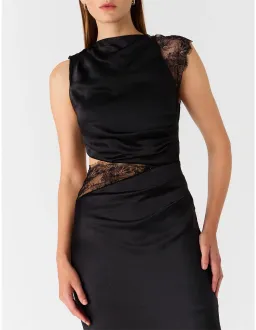 MISHA Kimora Satin Dress Black Size 12 for rent on The Volte - image 4