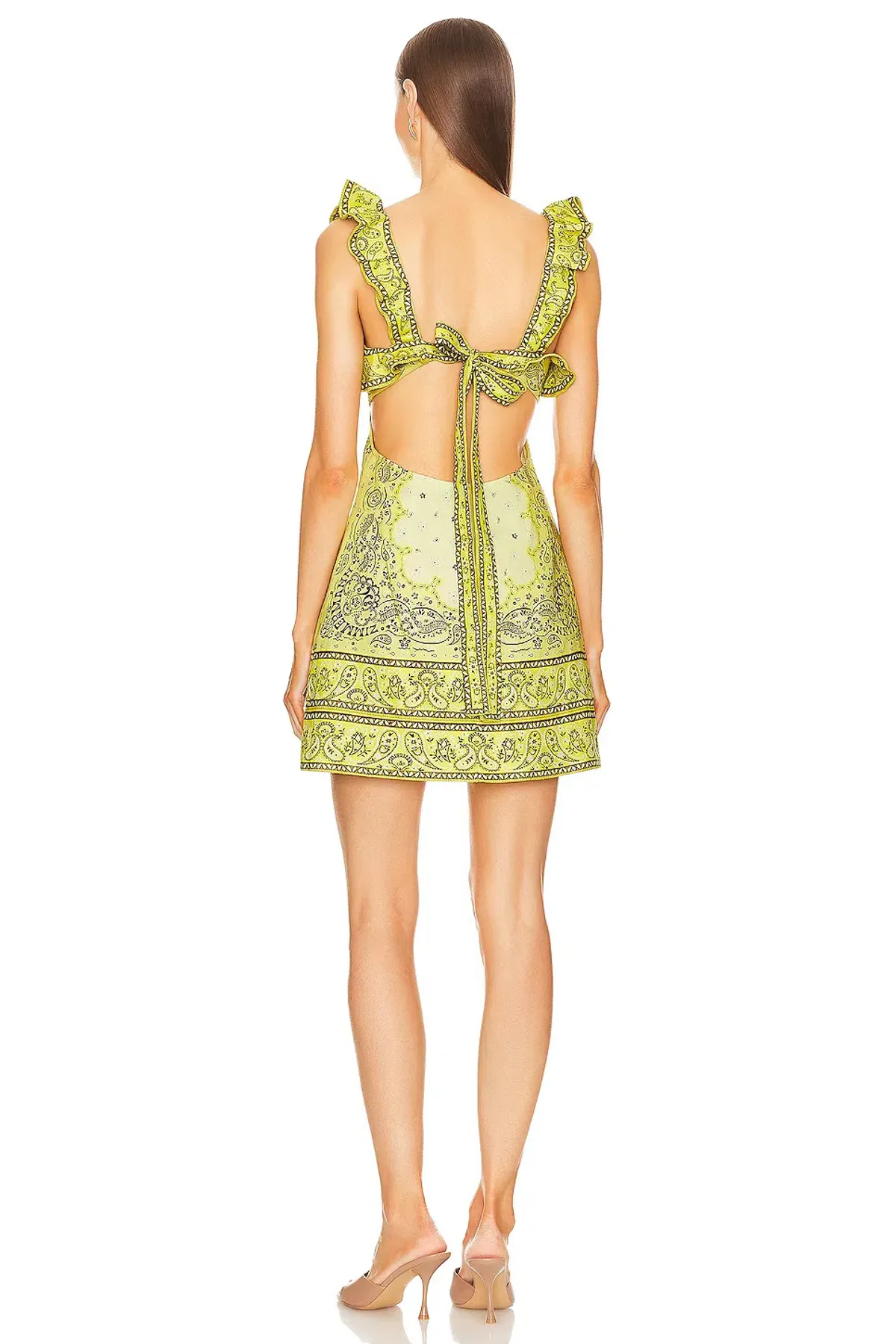 Zimmermann Matchmaker Frilled Mini Dress Yellow Bandana Size 4/ AU 16 - Image 2