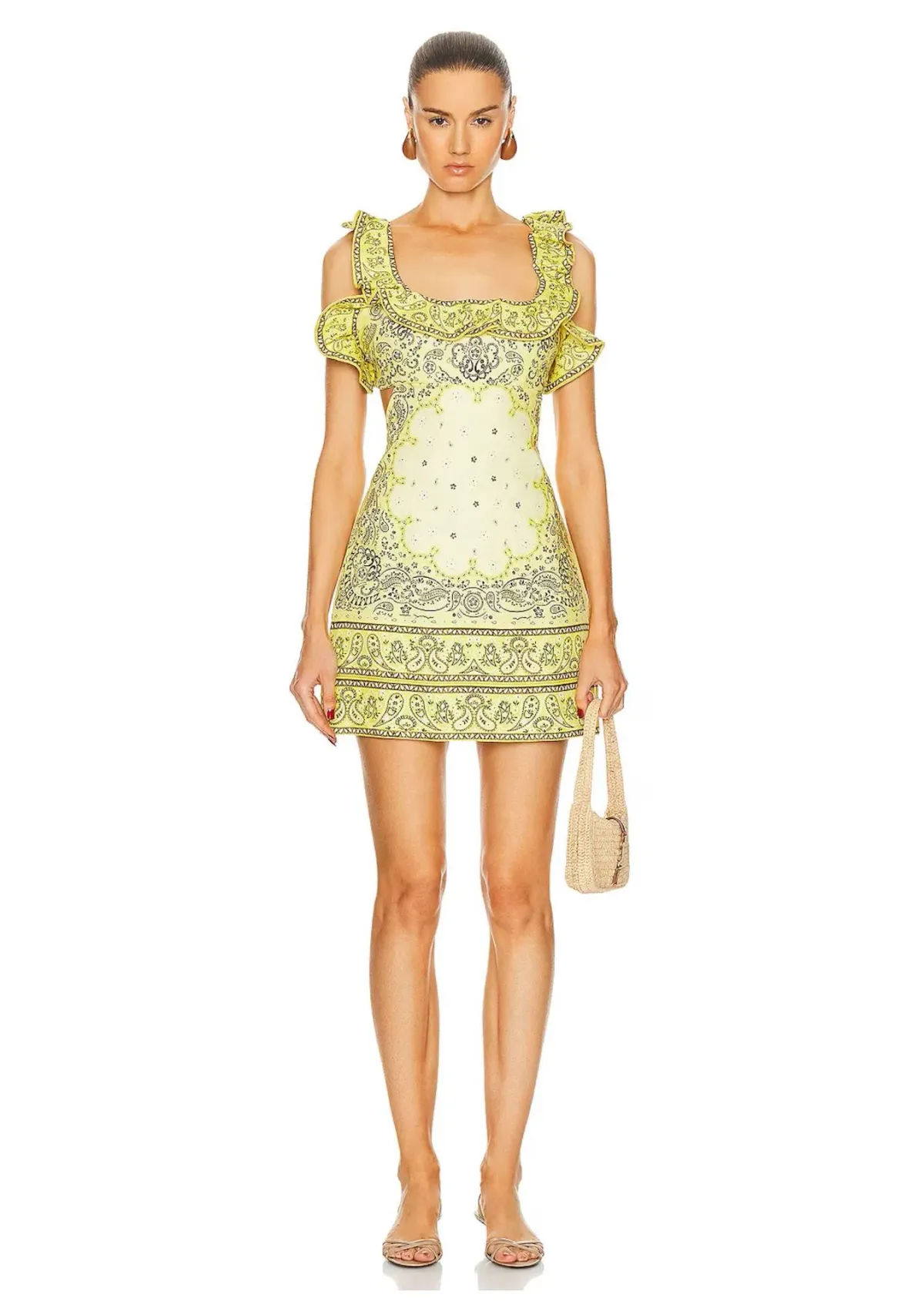 Zimmermann Matchmaker Frilled Mini Dress Yellow Bandana Size 4/ AU 16 - Image 1