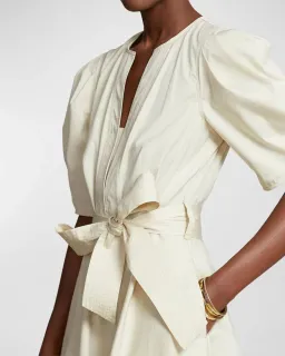 Polo Ralph Lauren Handkerchief Cotton Puffed Sleeve Dress Beige Size 6 for rent on The Volte - image 4