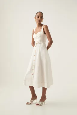 Aje Primary Belted Midi Dress Ivory Size 12 for rent on The Volte - image 4