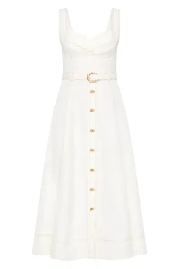 Aje Primary Belted Midi Dress Ivory Size 12 for rent on The Volte - image 5