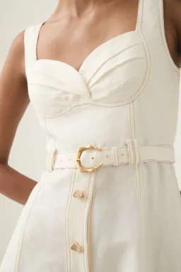 Aje Primary Belted Midi Dress Ivory Size 12 for rent on The Volte - image 2