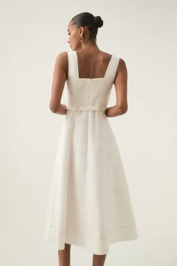 Aje Primary Belted Midi Dress Ivory Size 12 for rent on The Volte - image 3