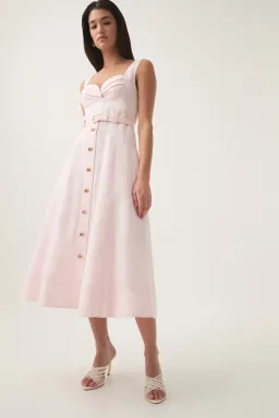 Aje Primary Belted Midi Dress Pastel Pink Size 8 for rent on The Volte - image 4