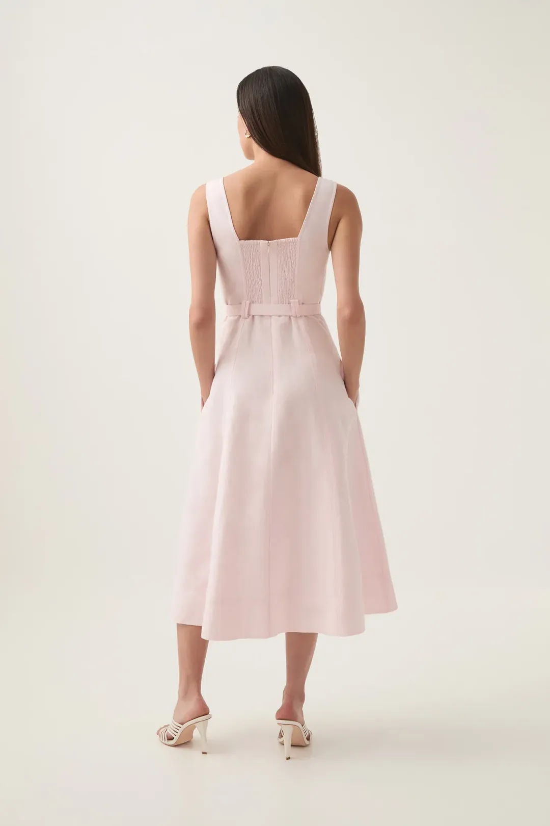 Aje Primary Belted Midi Dress Pastel Pink Size 8 for rent on The Volte - main image