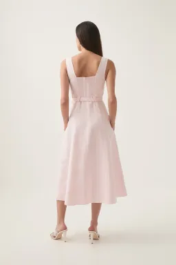 Aje Primary Belted Midi Dress Pastel Pink Size 8 for rent on The Volte - image 3
