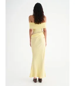 Benni Nico off Shoulder Maxi Dress in Butter Size AU 10 for rent on The Volte - image 3