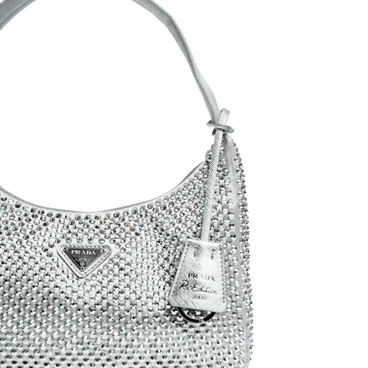 Prada Satin Crystal Bag Silver - Image 2