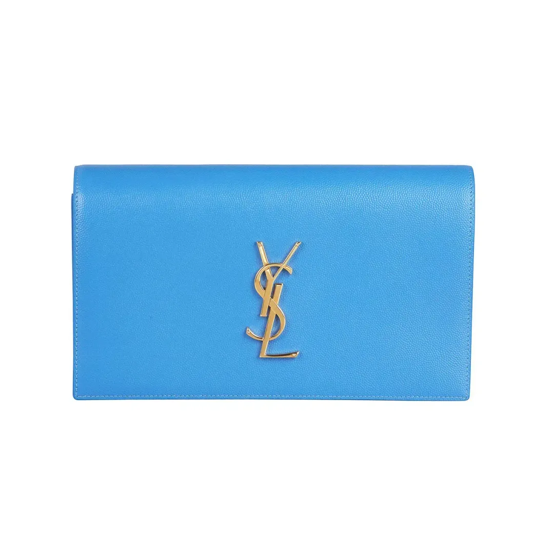 Saint Laurent Classic Kate Monogram Clutch Sky Blue for rent on The Volte - main image