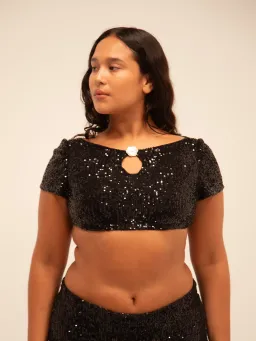 Buci Sequin Flower Top And Mermaid Skirt Set Black Size AU 6 for rent on The Volte - image 4