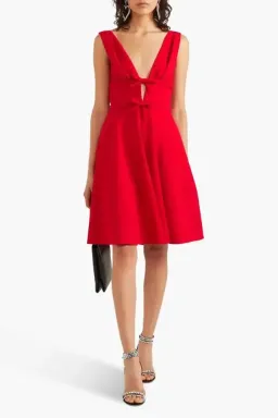 Miu Miu Bow Embellished Cady Crepe Dress Red Size AU 8 for rent on The Volte - image 4