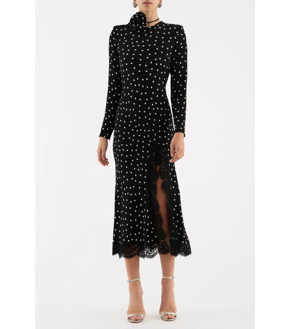 Rebecca Vallance Celyn Polka Dot Midi Dress Black Size AU 12 for rent on The Volte - main image